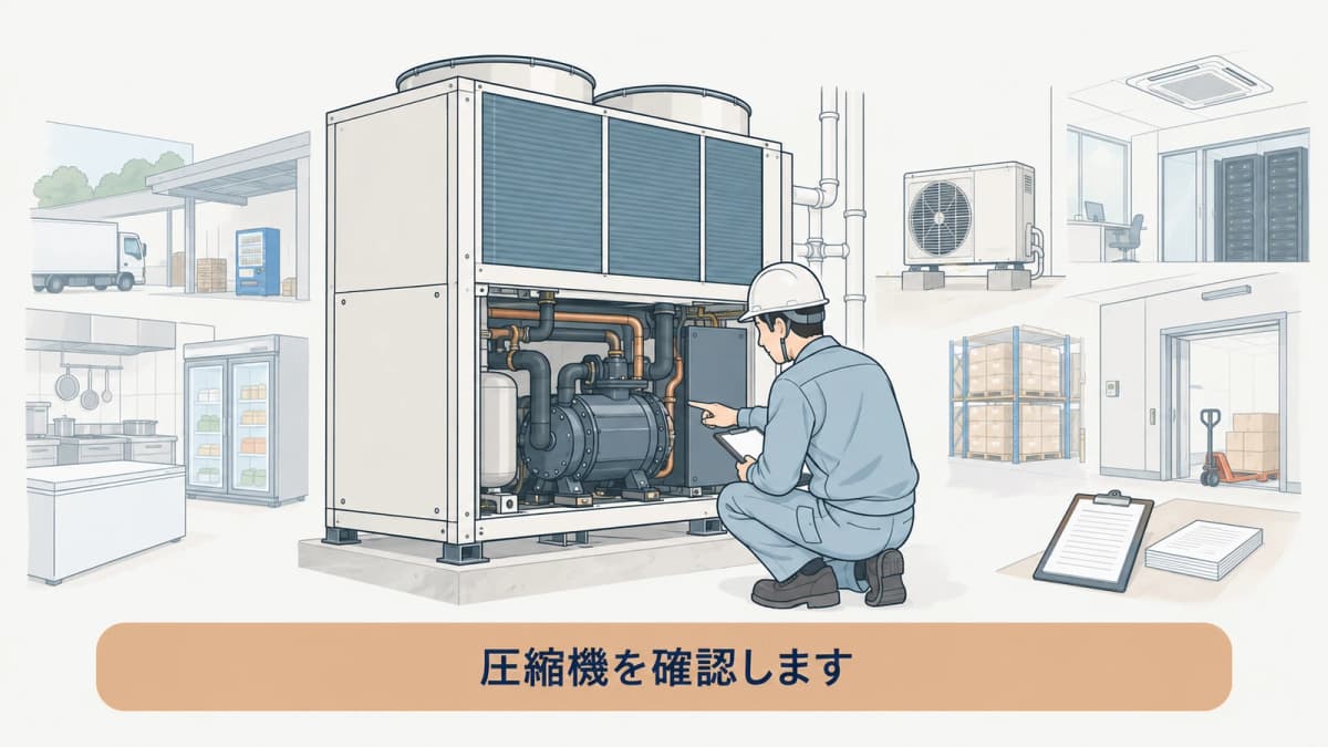 チラー本体と圧縮機の関係を示す図