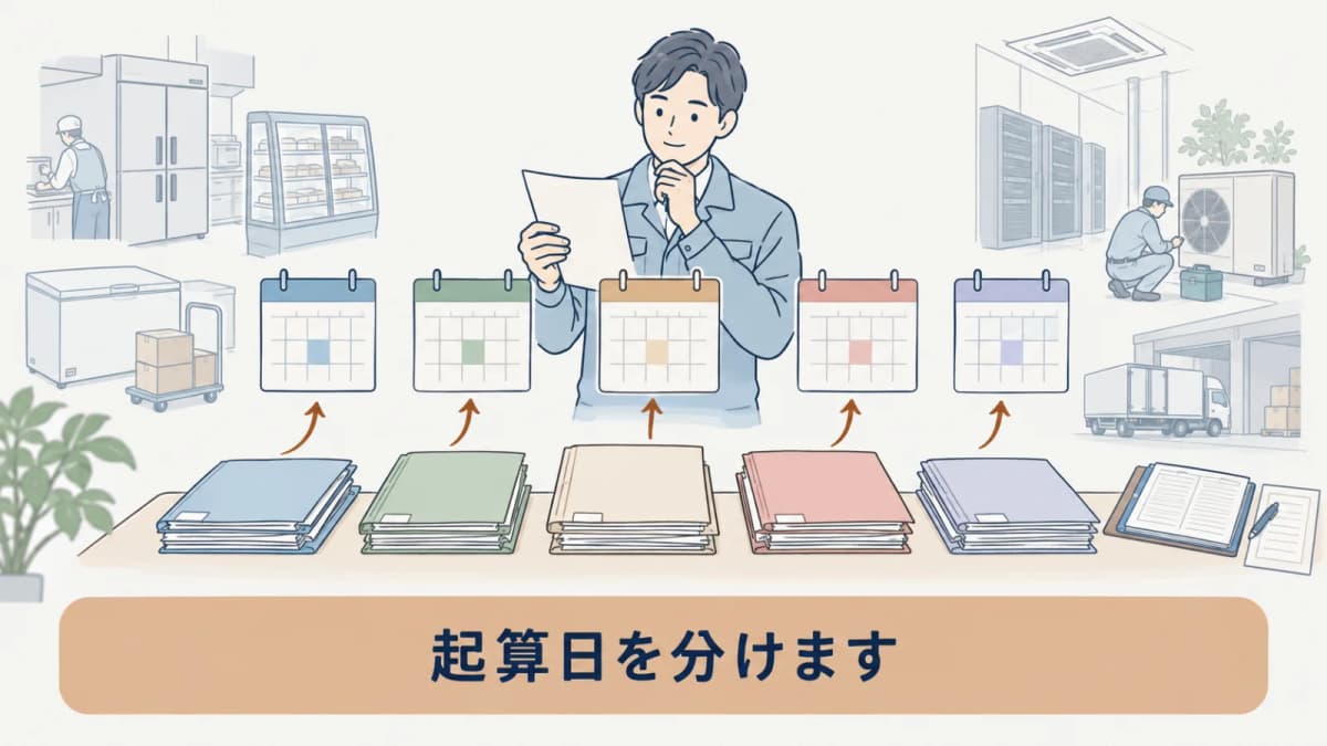 書類ごとに異なる起算日をカレンダーで示す図