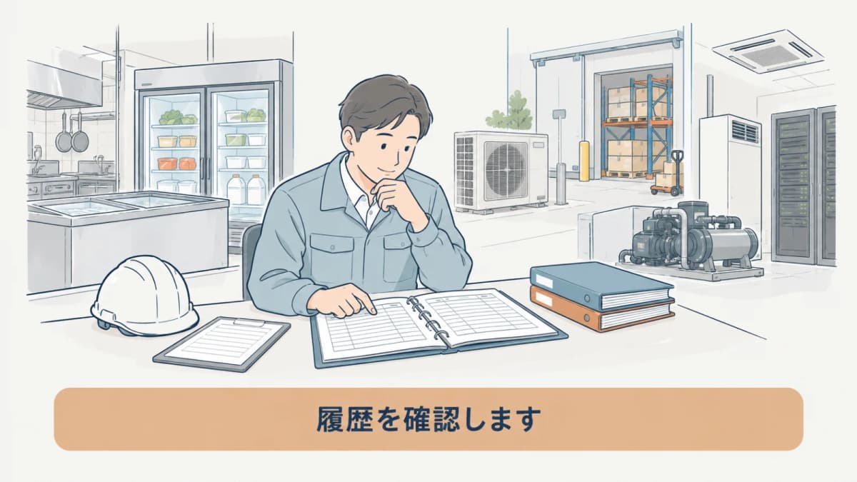 点検整備の履歴を時系列で確認する管理者の図