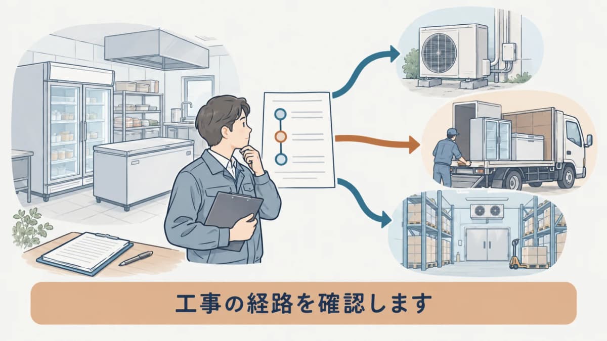 解体工事の契約に伴う引渡しの経路を確認する手描き図