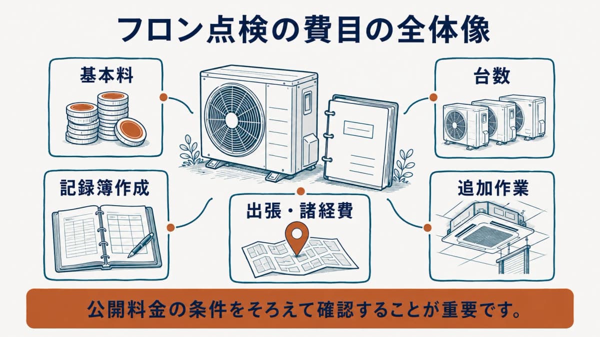 点検区分と台数、記録簿、出張・追加作業を分けて確認する費目の全体像