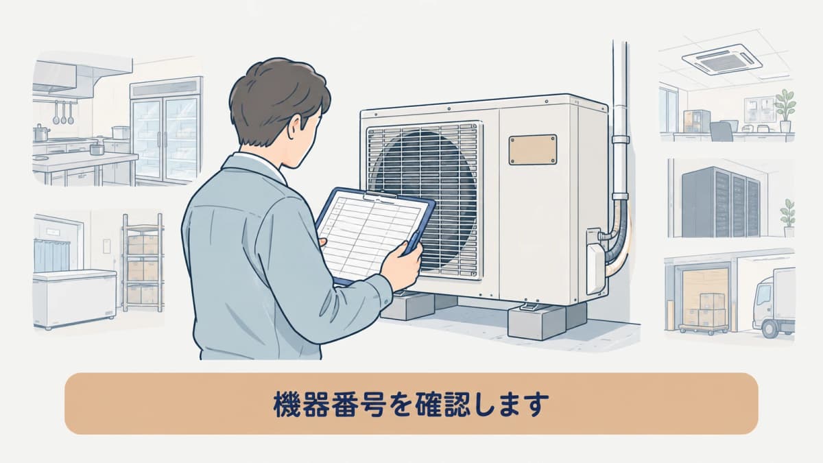 機器管理番号と点検整備記録簿を対応させる手描き図