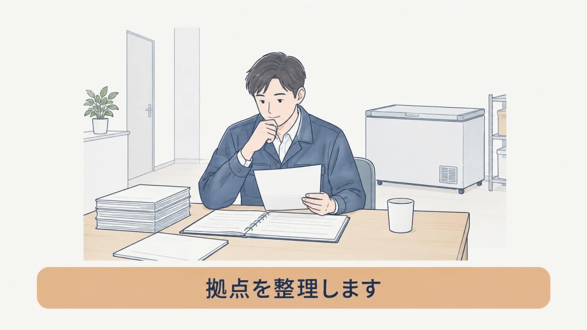 事務所、店舗、工場の機器情報を一覧化する図