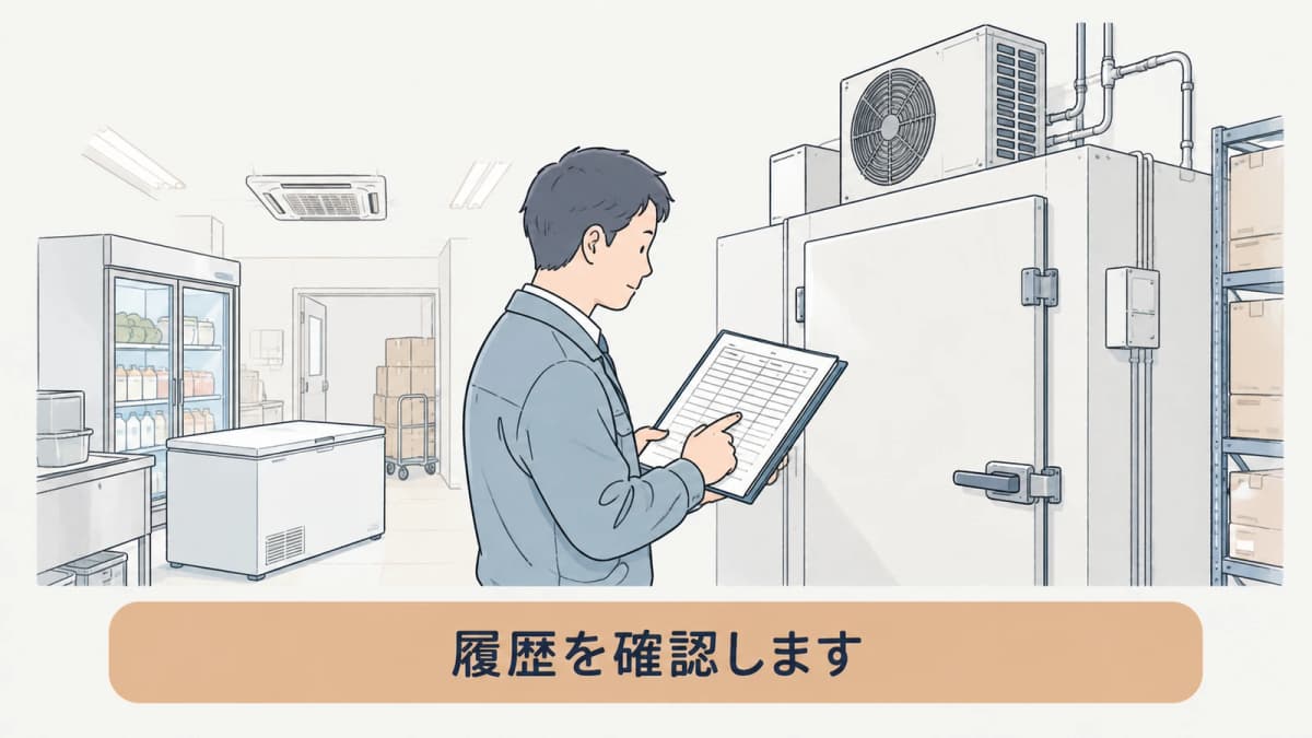 機器番号から簡易点検と整備履歴を確認する図