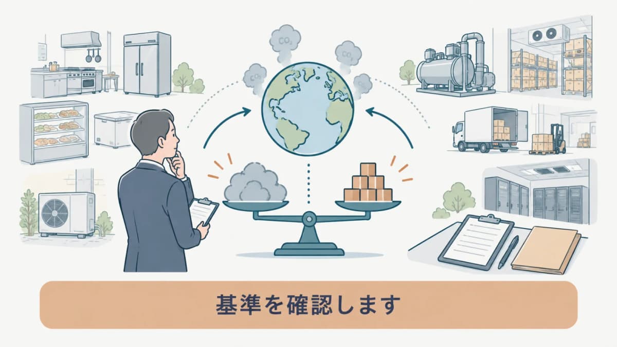 年間の算定漏えい量と千トンCO2の基準を示す手描き図